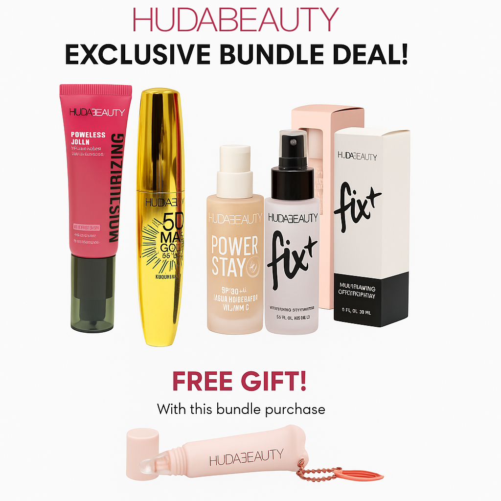 HUDA BEAUTY Makeup Bundle Deal – Limited Offer (Free Lip Balm Included)